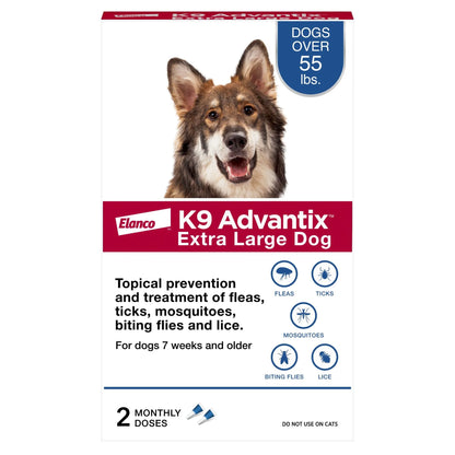 (3 Pack)  Flea, Tick & Mosquito Prevention for Extra Large Dogs over 55 Lbs., 2-Monthly Treatments