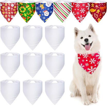 30 Pieces Sublimation Heat Transfer Dog Bandana Triangle Dog Scarf Polyester Pet Bandana DIY for Valentine Easter Saint Patrick'S Day