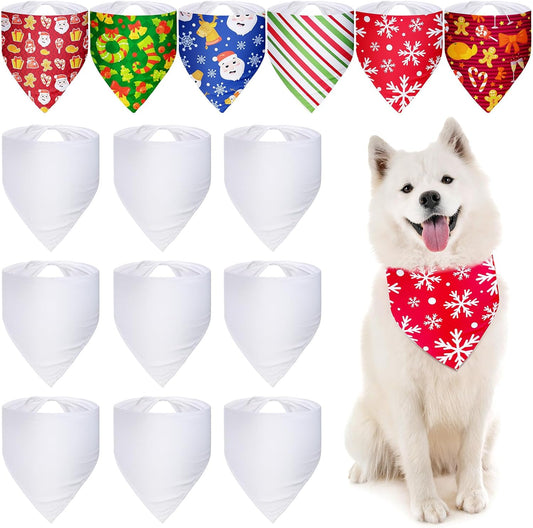 30 Pieces Sublimation Heat Transfer Dog Bandana Triangle Dog Scarf Polyester Pet Bandana DIY for Valentine Easter Saint Patrick'S Day