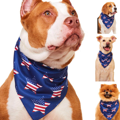 American Flag Dog Bandana - Patriotic 4Th of July Dog Bandana for Small, Medium, Large Dogs, US Flag Independence Day Dog Puppy Collar Bandana for Dogs Puppies Cats with Star Print, Blue