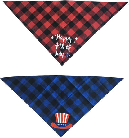 2Pcs Halloween Dog Bandanas, Pet Kerchief Scarf Plaid Dog Triangle Bibs Washable Cat Scarf Ghost Skull Dog Bandana for Halloween Party Pet Costume