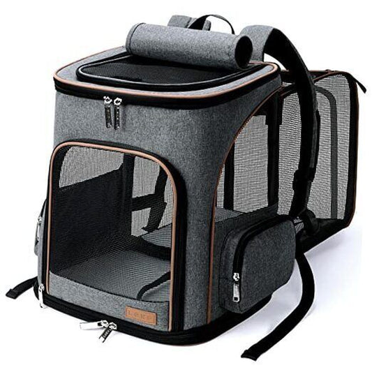 Cat Backpack Expandable Pet Carrier Backpack for 21.7"L X 13.0"W X 15.0"H Grey