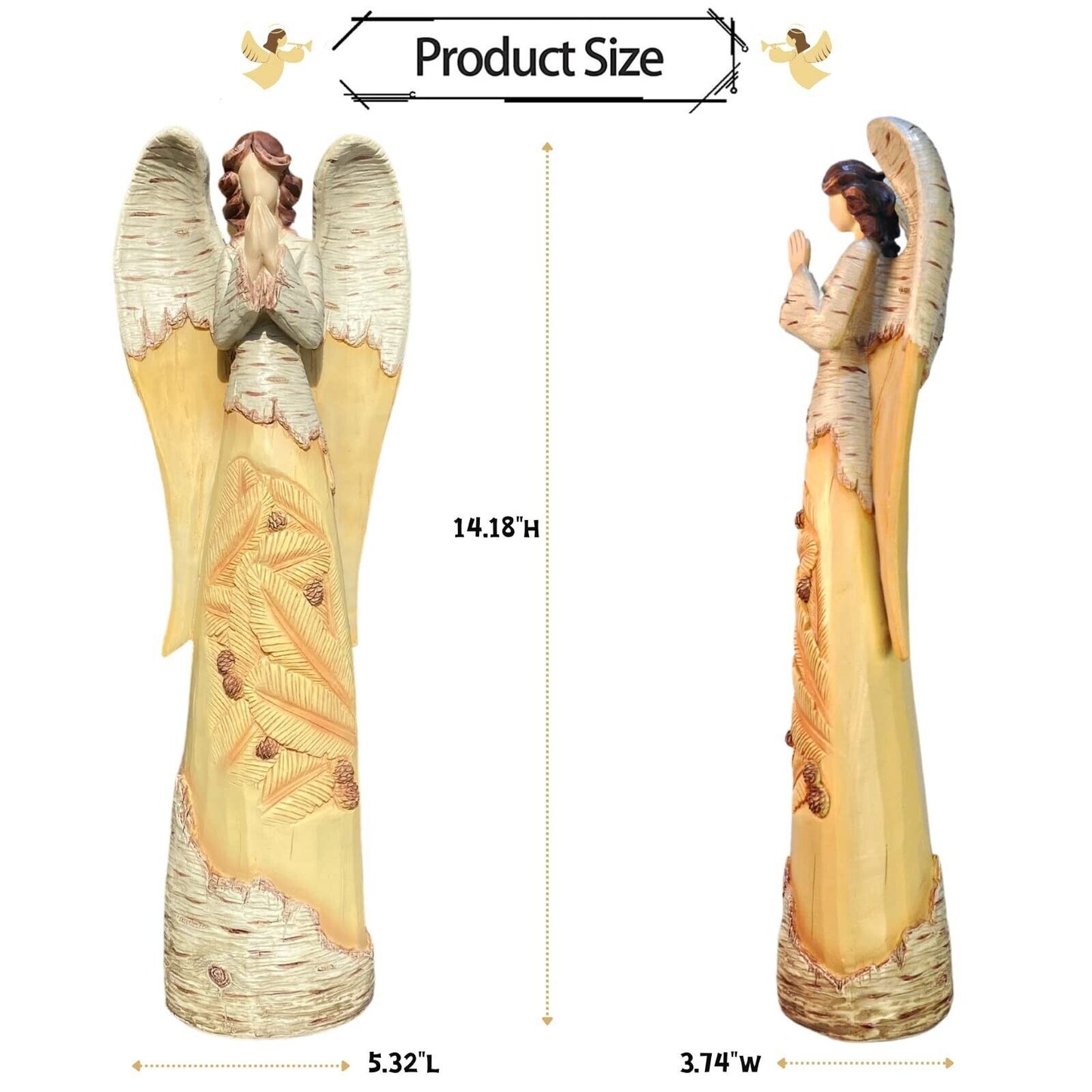 Qmaggice 14Inch Angel Figurines, Angel Statues for Home Decor, Exquisitely Ca...