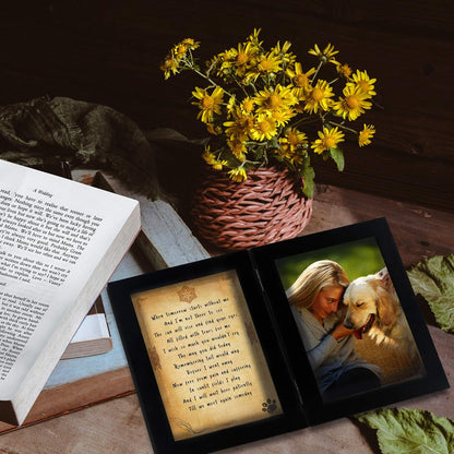 Pet Memorial Picture Frame - Solid Wood Dog Picture Frame and Dog Memorial Gifts - Pet Loss Gifts Dog Rememberance Frame Dog Frame Keepsake with Tomorrow Start without Me Poem (Black)
