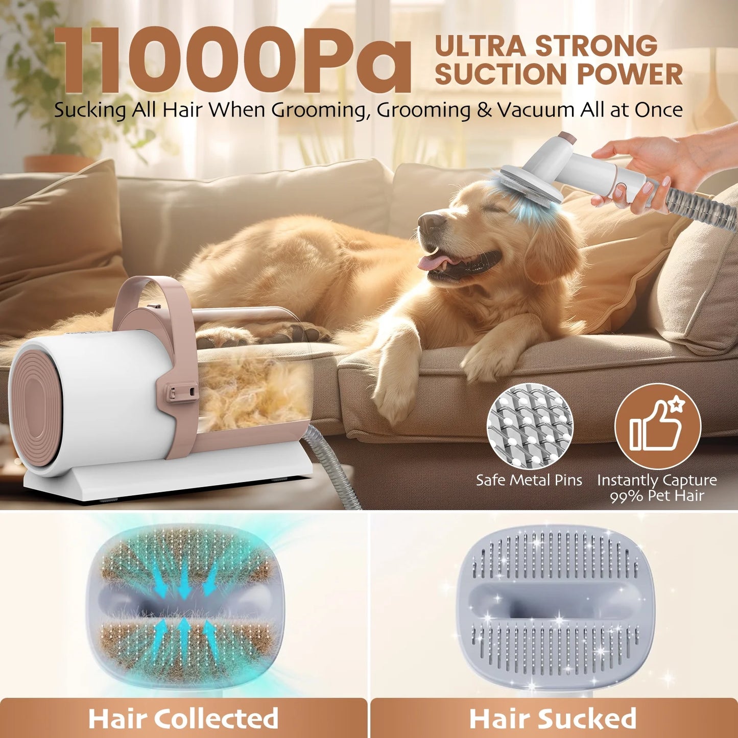 PG50 5 in 1 Dog & Cat Grooming Vacuum, Clippers Kit with Accessories