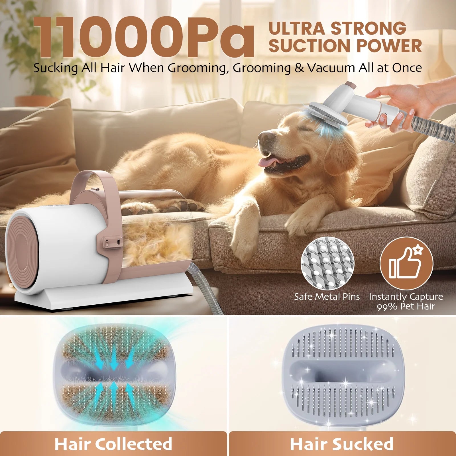 PG50 5 in 1 Dog & Cat Grooming Vacuum, Clippers Kit with Accessories