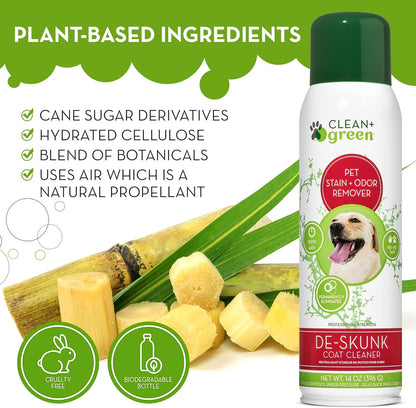 Professional Strength Deskunk Odor & Pet Stain Remover- Plant-Based Odor Remover for Pet'S Coat- Kid & Pet-Safe Odor Eliminator Spray for Pets- Unscented 14-Ounce Pack of 4 Made in the USA