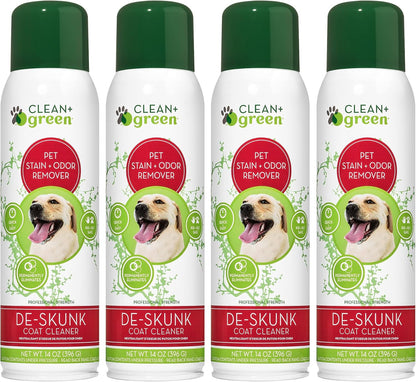 Professional Strength Deskunk Odor & Pet Stain Remover- Plant-Based Odor Remover for Pet'S Coat- Kid & Pet-Safe Odor Eliminator Spray for Pets- Unscented 14-Ounce Pack of 4 Made in the USA
