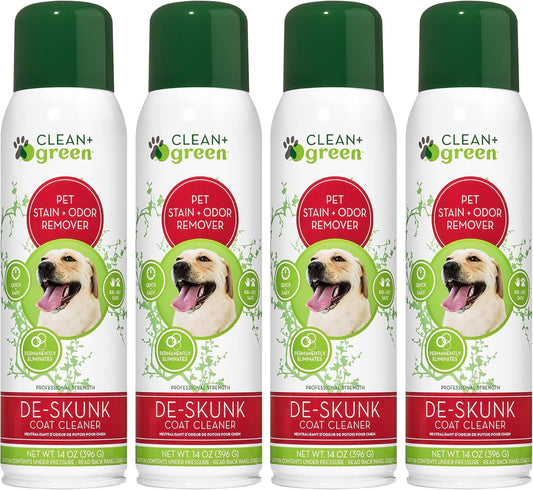 Professional Strength Deskunk Odor & Pet Stain Remover- Plant-Based Odor Remover for Pet'S Coat- Kid & Pet-Safe Odor Eliminator Spray for Pets- Unscented 14-Ounce Pack of 4 Made in the USA