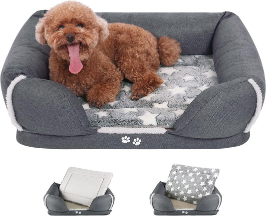 26"-48" Ultimate 2 In1 Dog Bed Dog Sofa with Extra Reversible Pad (Warm&Cool), Water Repellent Removable Washable Cover, Waterproof Non-Slip Bottom, Soft Sleeping Bed for Dogs 25-110Lbs