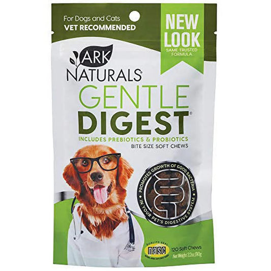 Gentle Digest Soft Chews, Vet Recommended Prebiotics and Probiotics to Support Intestinal Balance and Immune System Health in Dogs and Cats, Natural Ingredients, 120 Count