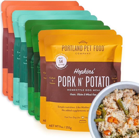 Mixed Fresh Dog Food Pouches Variety Pack - Human-Grade, Gluten-Free Wet Pet Meal Topper Mix-Ins & Meals - Small & Large Breed Puppy & Senior Dogs - Made in the USA - 8 Pack
