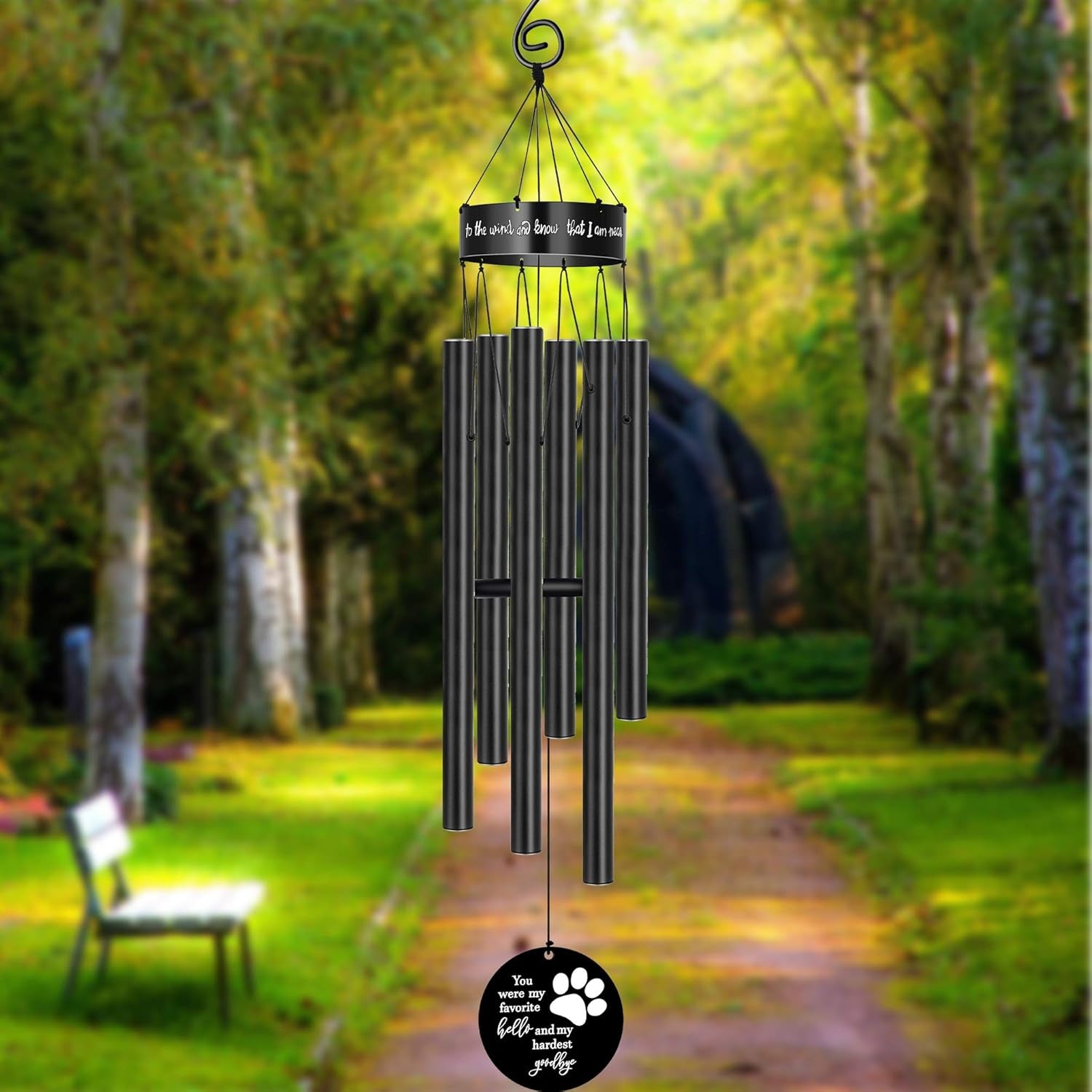 Pet Memorial Wind Chimes for Loss of Dog Paw Print Sympathy for Wife Girlfriend Large Metal Deep Tone Windchimes Rememberance Déco outside Garden You Were My Favorite Hello and Hardest Goodbye