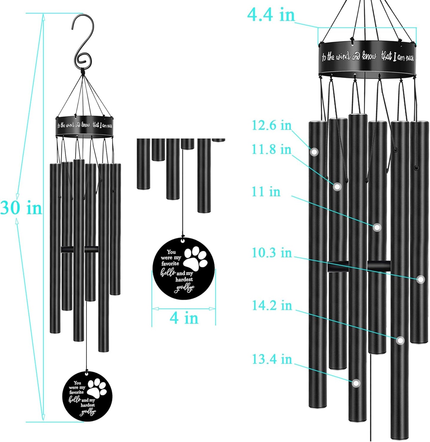 Pet Memorial Wind Chimes for Loss of Dog Paw Print Sympathy for Wife Girlfriend Large Metal Deep Tone Windchimes Rememberance Déco outside Garden You Were My Favorite Hello and Hardest Goodbye