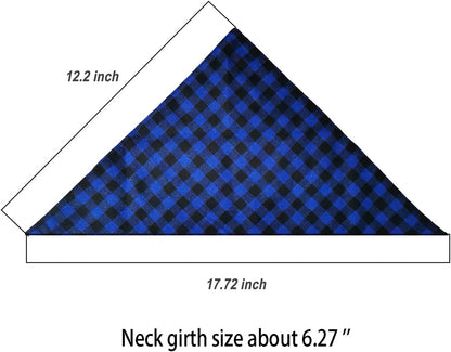 2 Pack Cat and Dog Collar Breakaway and Bandana Set with Bell, Adjustable Plaid Bowtie and Scarf Triangle Bibs Kerchief for Small/Medium/Large Dogs (Blue Plaid, S(9.8"-14"))