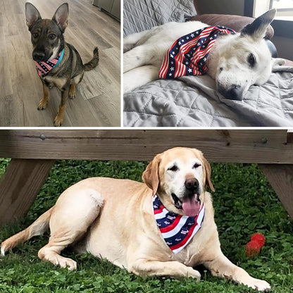 American Flag Dog Bandanas, Multiple Sizes Offered, Triangle Dog Scarf Patriotic 4Th of July Dog Bandanas for Medium Large Dogs (Large, Independence Day-2)