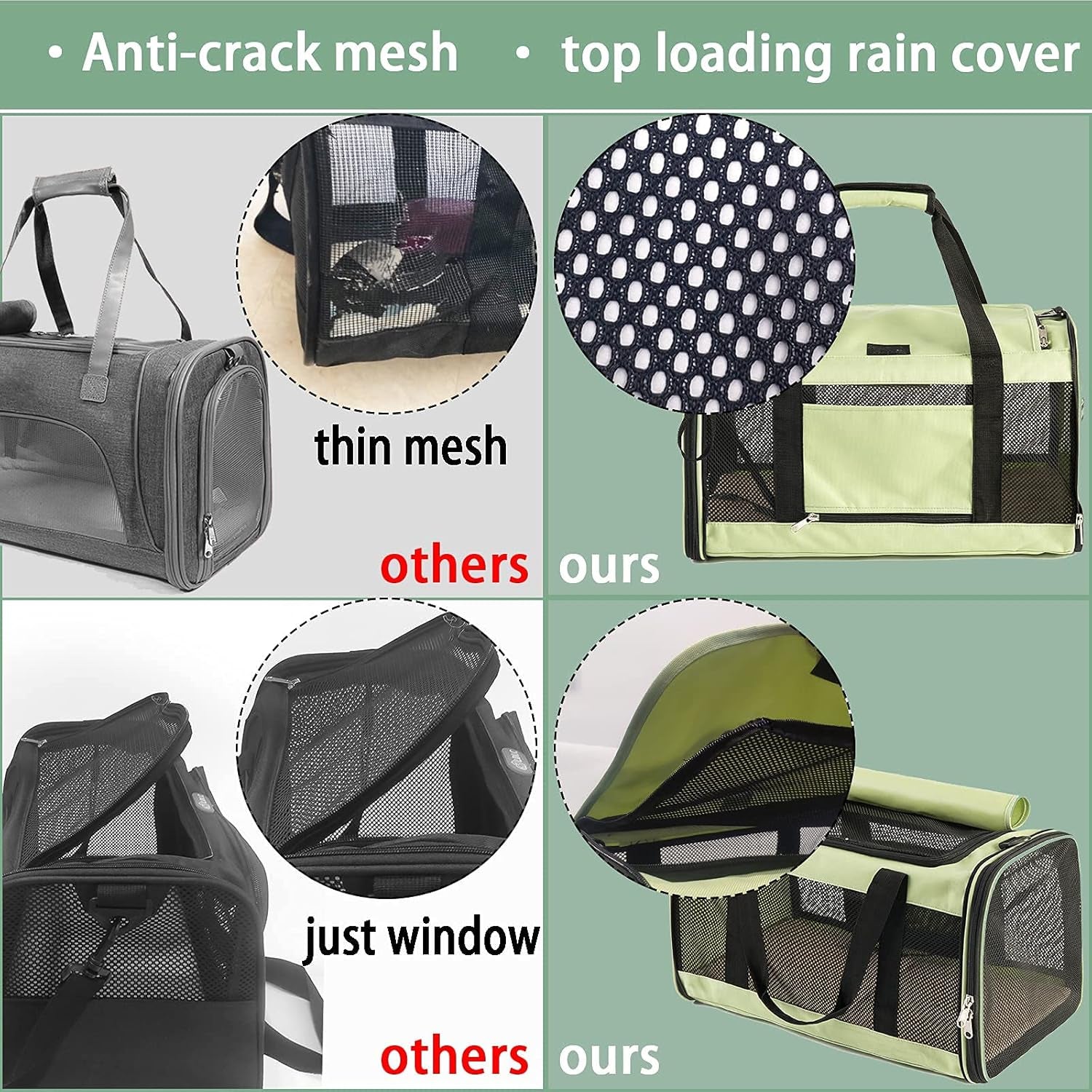 Large Cat Carrier for 2 Cats - Soft Portable Pet Carrier Bag - Large Dog Carrier Collapsible, Top Loading Cat Transport Carrier, Dog Flight Carrier Airline Approved