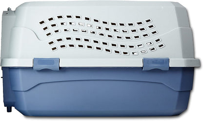 2-Door Top-Load Hard-Sided Dogs, Cats Pet Travel Carrier, Gray & Blue, 22.8"L X 15.0"W X 13.0"H