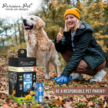 Ecofriendly Dog Poop Bags Rolls - 160 Count Unscented Poop Bags for Dogs - Leakproof, Extra Thick, 8 Dog Waste Bags Refill Rolls - Blue Doggie Poop Bags - Fits All Dispenser