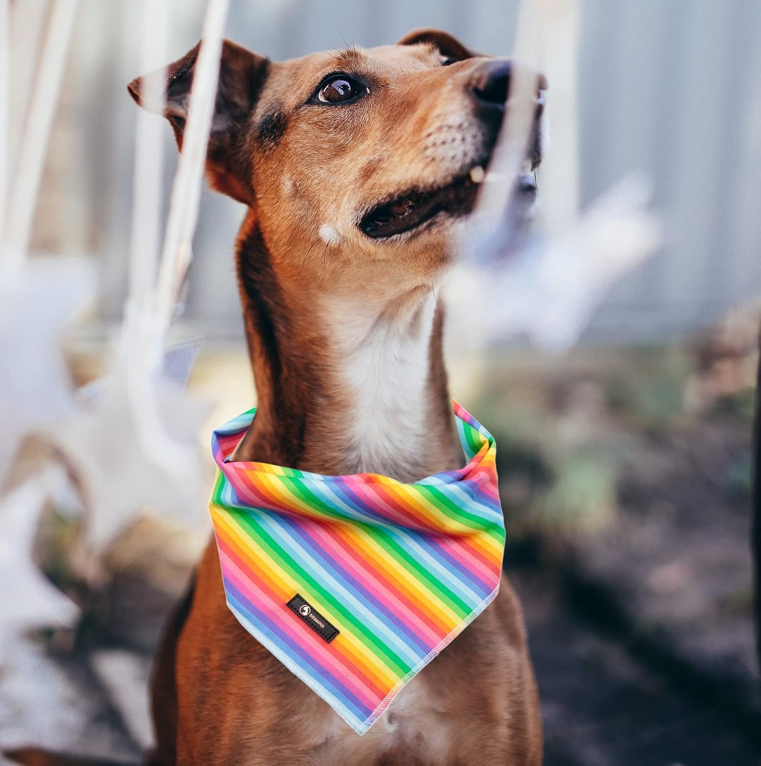 LGBTQ Dog Bandana Cotton Rainbow Washable Soft Dog Bibs Scarf, LGBT Pride Adjustable Kerchief Square Dog Bandanas for Small Large Dogs