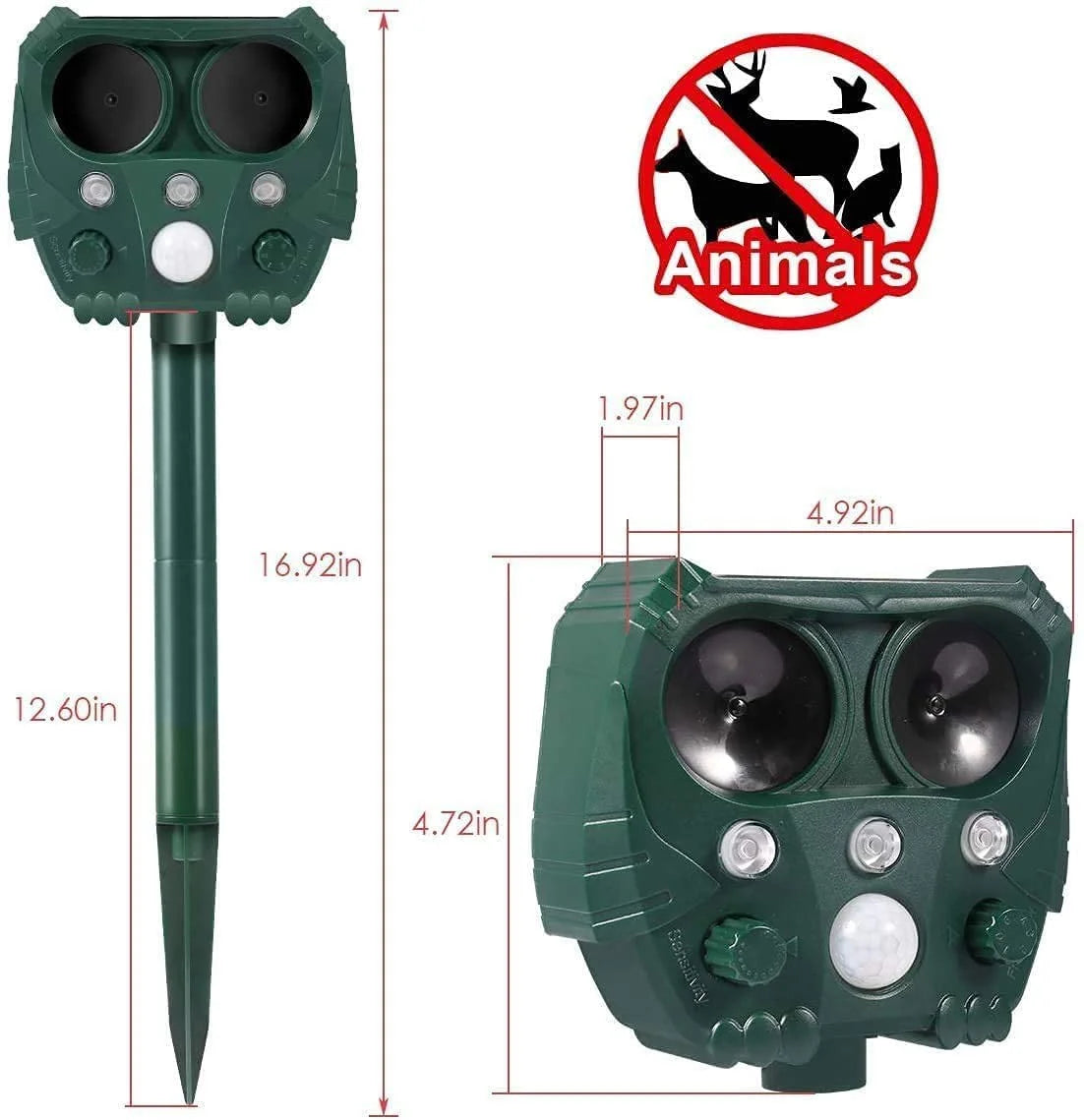 Solar Powered Ultrasonic Pet Repellent with 1 X Solar Animal Repeller