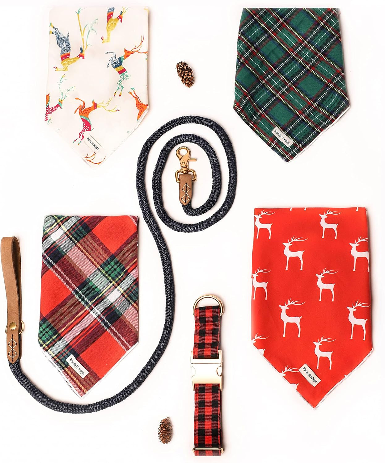 Christmas Dog Bandana in Tartan Plaid - Holiday Cozy Red Flannel Plaid Pet Bandana. Cute Dog Accessory for Fall and Winter for Large Medium and Small Dogs.
