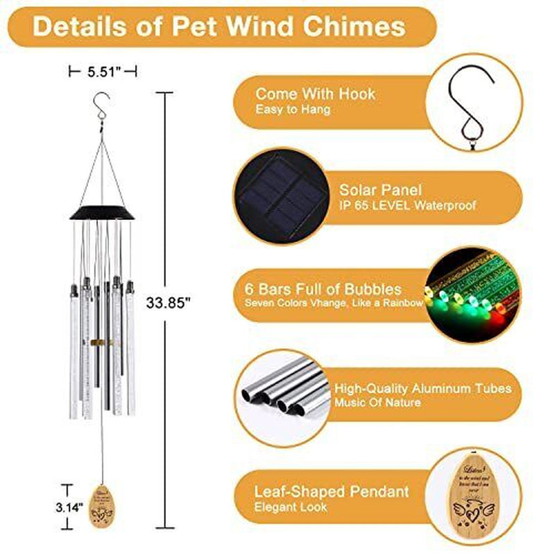 Solar Pet Memorial Wind Chime, Dog Memorial Gifts for Loss of Dog, Rainbow