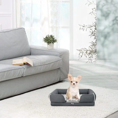 26"-48" Ultimate 2 In1 Dog Bed Dog Sofa with Extra Reversible Pad (Warm&Cool), Water Repellent Removable Washable Cover, Waterproof Non-Slip Bottom, Soft Sleeping Bed for Dogs 25-110Lbs