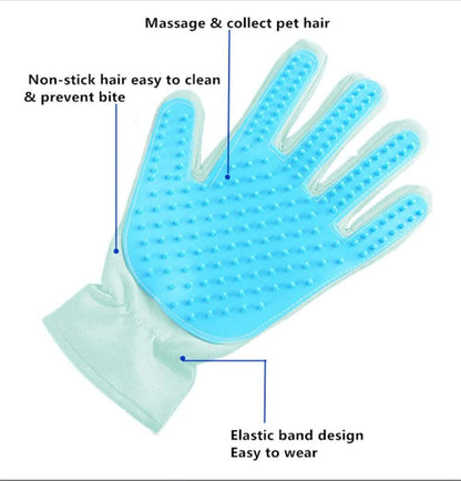 Pet Grooming Glove,Efficient Pet Hair Remover Mitt,Gentle Dusting Brush Gloves,Size Fit All Works for Dogs, Horses,Cats and Other Animals (1-Pair) (Sky Blue)