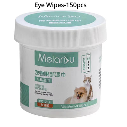 Pet Remove Dirt from Eyes and Ears Wipes, Dog and Cat Earwax, Clean Ears Odor Remover, Wet Tissue Cleaning Tools Supplies