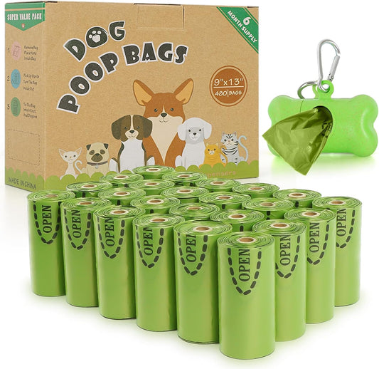 Dog Poop Bags, 480 Counts Poop Bags for Dogs, Extra Thick and Leak-Proof Scented Dog Waste Bags Refill Rolls with Dispenser(24 Rolls)1