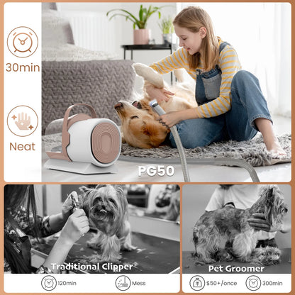 PG50 5 in 1 Dog & Cat Grooming Vacuum, Clippers Kit with Accessories
