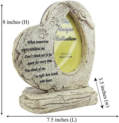 Heart Shaped Pet Dog Memorial Stones with Photo Frame, Pet Dog Garden Stones Grave Markers Headstones Sympaty Memorial Gifts Loss Gifts Outdoor or Indoor