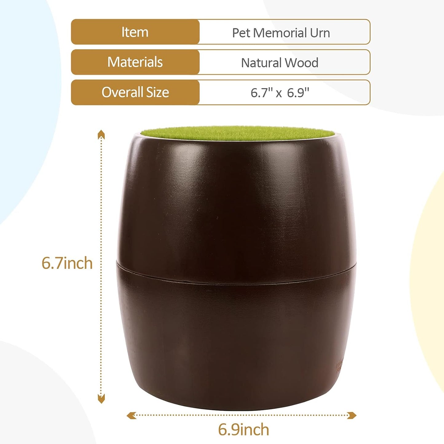 Round Natural Wood Pet Memorial Urn for Ashes,Dog Memorial Keepsake Box for Pet Lovers,Wooden Burial Urns Box for Small Medium Cats Dogs,Small Animal Funeral Cremation Urns,Funerary Caskets Supplies