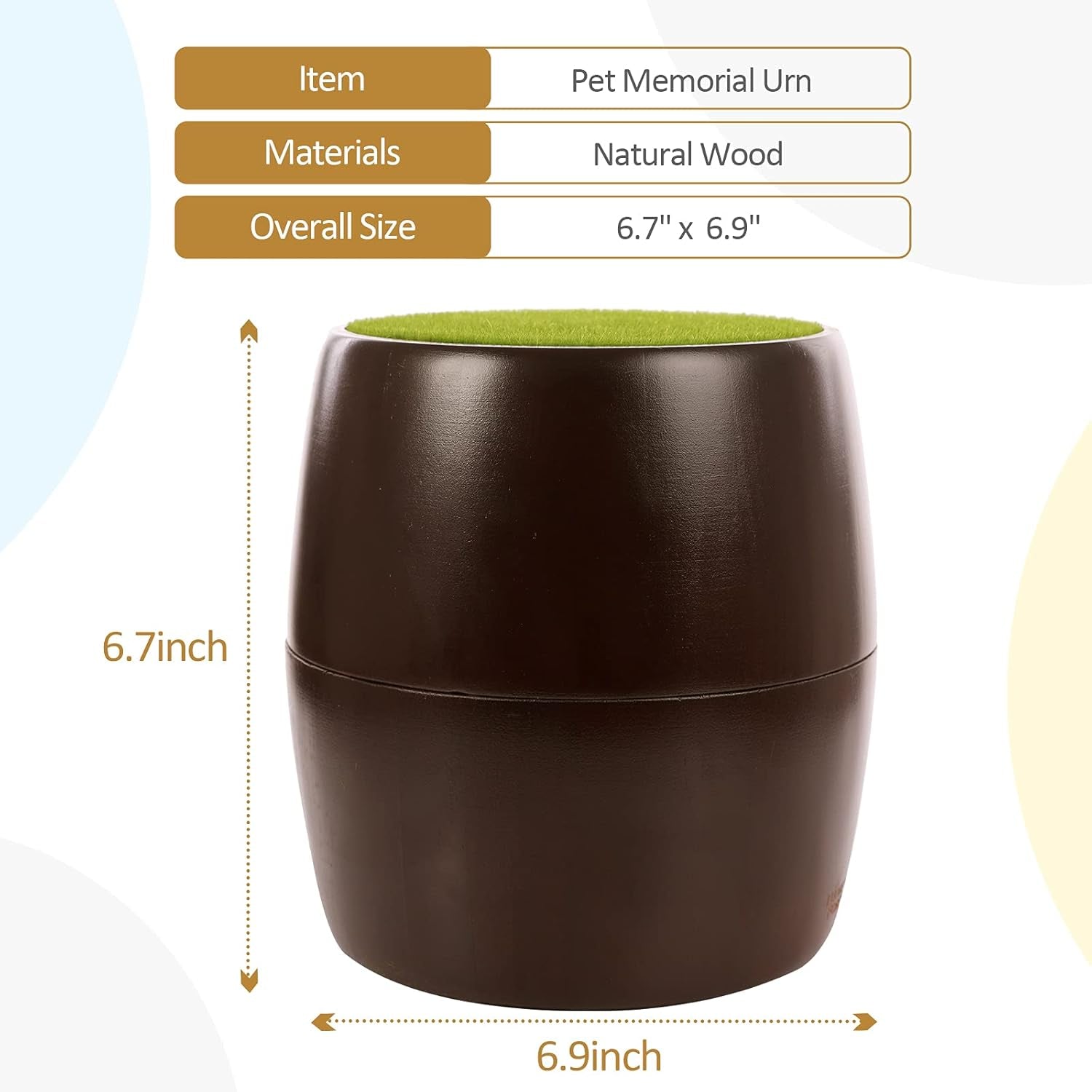 Round Natural Wood Pet Memorial Urn for Ashes,Dog Memorial Keepsake Box for Pet Lovers,Wooden Burial Urns Box for Small Medium Cats Dogs,Small Animal Funeral Cremation Urns,Funerary Caskets Supplies