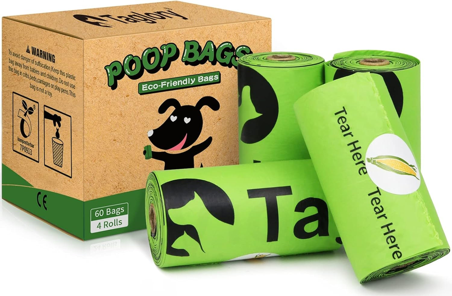 Dog Poop Bag, 4 Rolls/ 60 Count Biodegradable Poop Bags for Dogs, Compostable Pet Waste Bags, Leak Proof, Lavender-Scented, 9 X 13 Inches