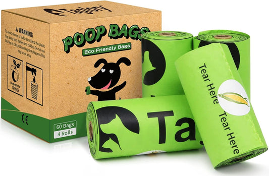 Dog Poop Bag, 4 Rolls/ 60 Count Biodegradable Poop Bags for Dogs, Compostable Pet Waste Bags, Leak Proof, Lavender-Scented, 9 X 13 Inches
