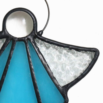 Angel Ornament Stained Glass Angel Stained Glass Window Hangings Ornament Holiday Decor Memorial Remembrance Sympathy Gifts,Angel Gifts for Women(Blue) 5.5"×3.9"