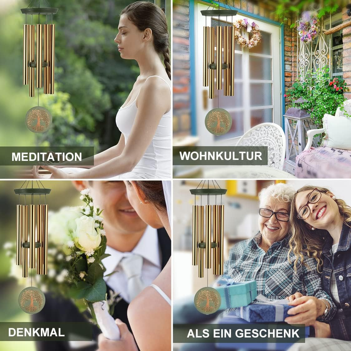 Windchimes for Outside,Large Memorial Wind Chimes for Loss of Loved One Engrave Tree of Life,Sympathy Wind Chimes for Outside, Gifts for Mother,Garden Home Yard Hanging Decor