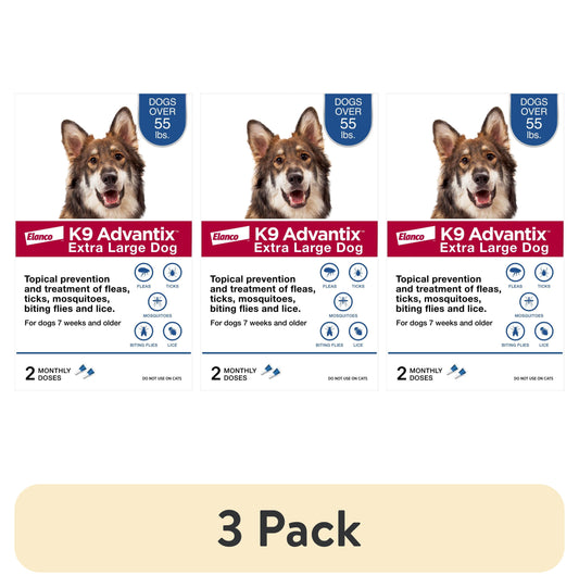 (3 Pack)  Flea, Tick & Mosquito Prevention for Extra Large Dogs over 55 Lbs., 2-Monthly Treatments
