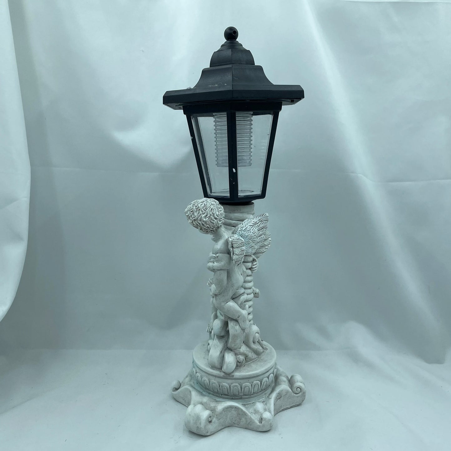 Solar Cherub Angel Garden Statue with Roma Pillar for Garden Decor, Outdoor Decorations, Baby Angel Statue Yard Decor