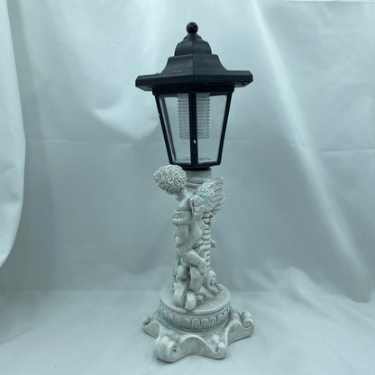 Solar Cherub Angel Garden Statue with Roma Pillar for Garden Decor, Outdoor Decorations, Baby Angel Statue Yard Decor