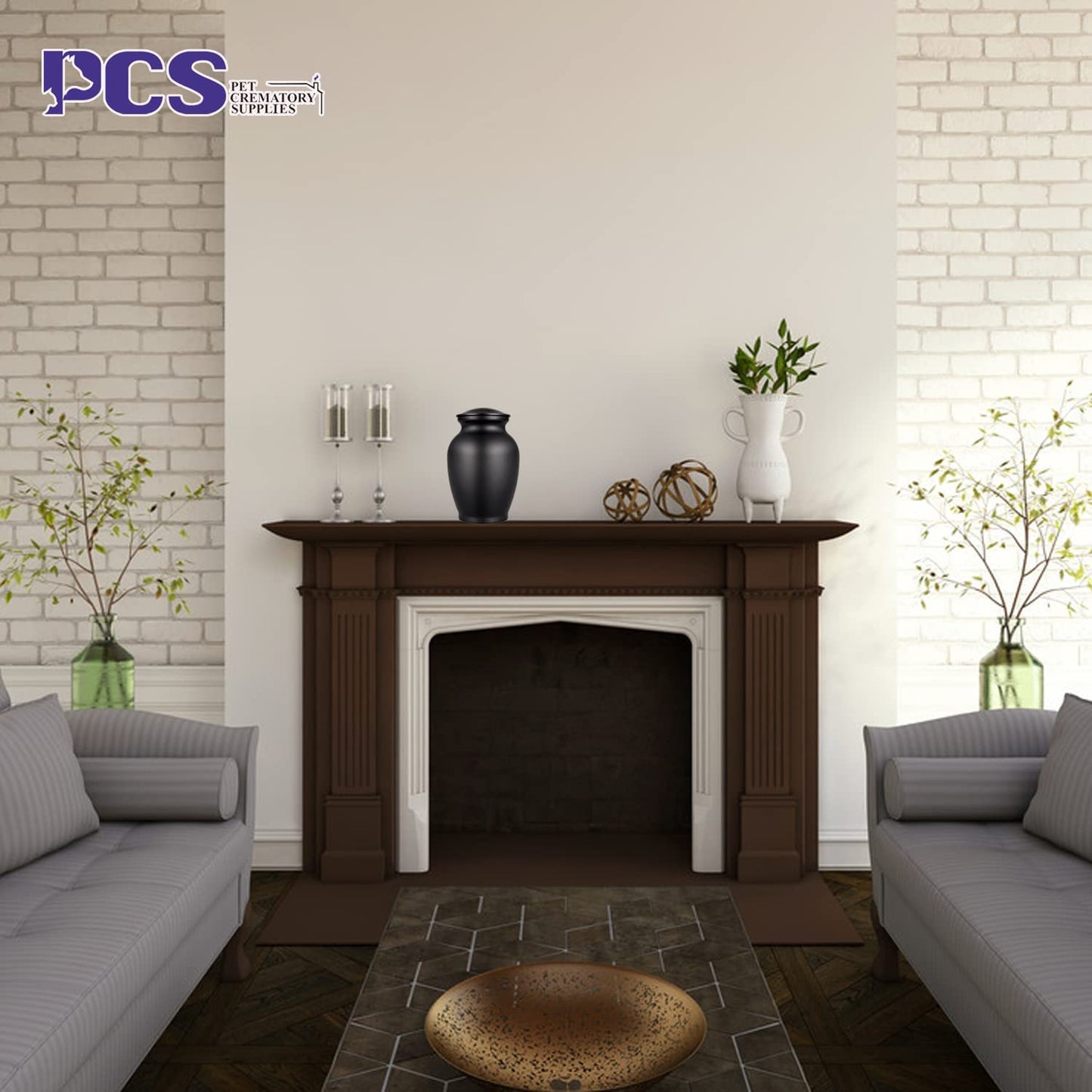 PCS Memorial Pet Cremation Urns for Dogs Ashes, Dog Keepsake Urns for Ashes, Black Pet Urn-Large