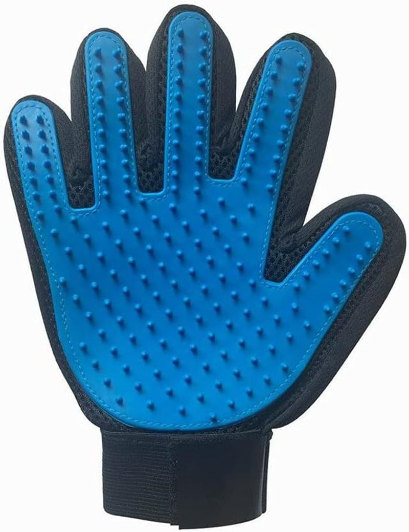 Pet Grooming Gloves - Ultimate Brushing Tools for Cats & Dogs - Better for Hair Removal & Deshedding than Brushes - the Original Five Finger Glove for Short & Long Fur (1 Pair, Blue)