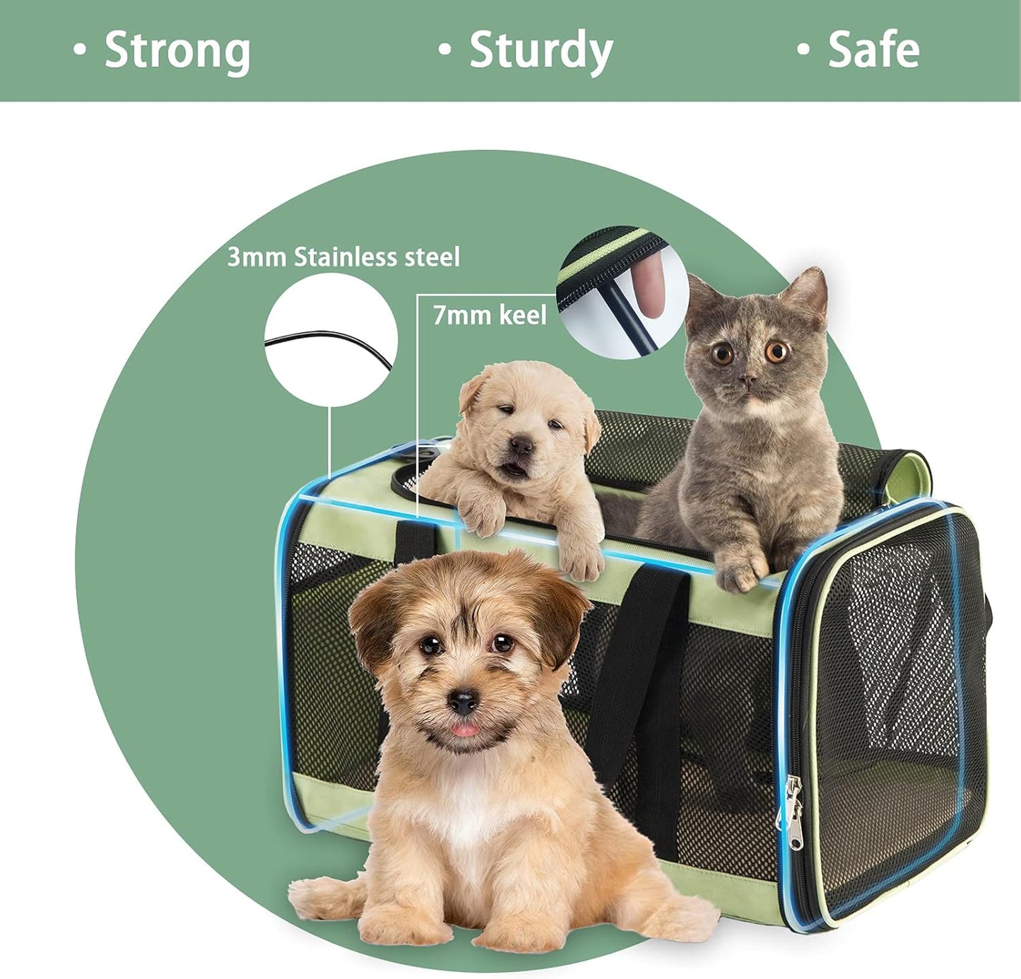 Large Cat Carrier for 2 Cats - Soft Portable Pet Carrier Bag - Large Dog Carrier Collapsible, Top Loading Cat Transport Carrier, Dog Flight Carrier Airline Approved