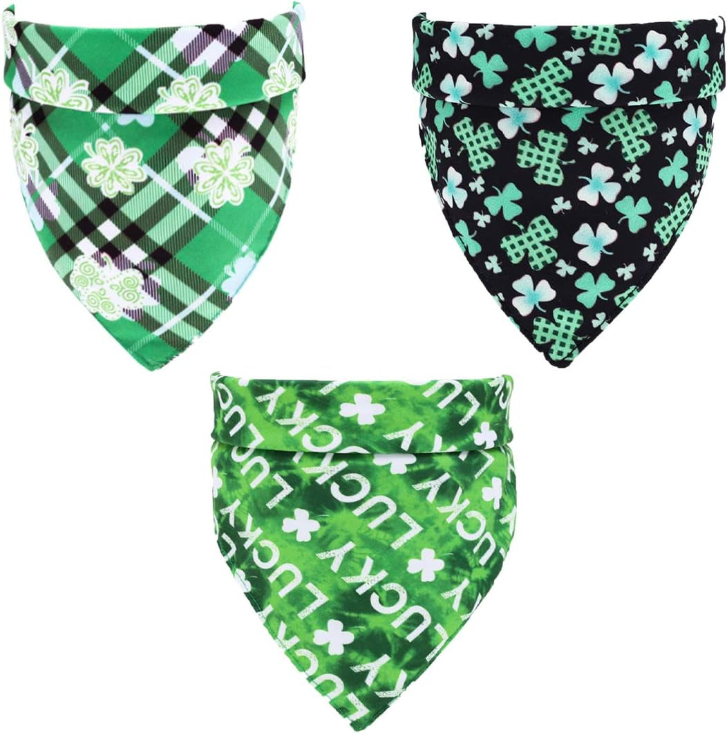 Hamrank 3 Packs Irish Festival Triangle Dog Scarf, St. Patrick’S Day Reversible Cat and Dog Bandana, Suitable for Large, Medium and Small Dogs, Color4