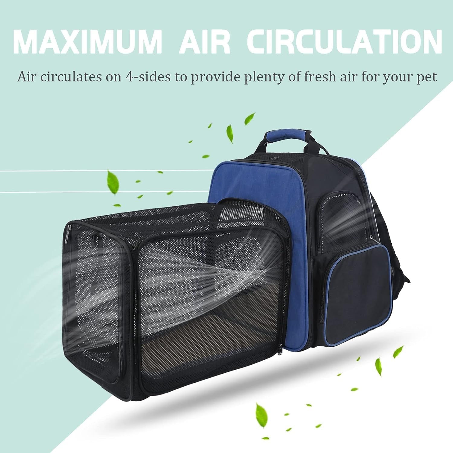Pet Carrier Backpack, Airline Approved Cat Backpack, Carrier with Safety Strap and Zipper Buckle, Expandable with Breathable Mesh for Rabbits Puppies, Hold up to 20 Lbs