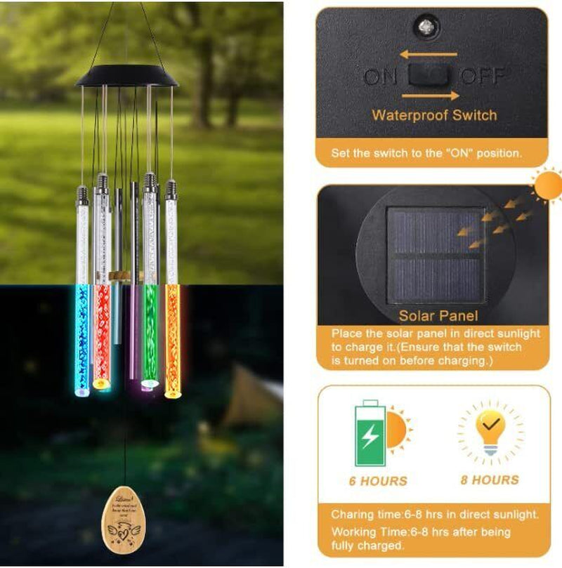 Solar Pet Memorial Wind Chime, Dog Memorial Gifts for Loss of Dog, Rainbow