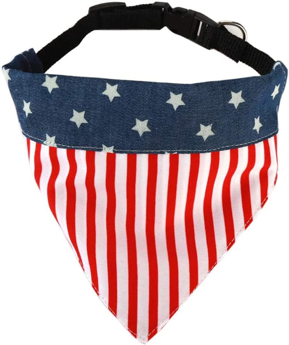 USA Flag Dog Bandana with Buckle,American Flags Dog Bandana Pet Scarfs,4Th of July Independence Day Pet Decorations (Large)