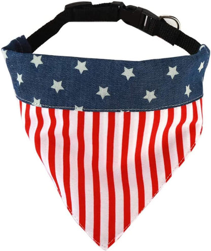 USA Flag Dog Bandana with Buckle,American Flags Dog Bandana Pet Scarfs,4Th of July Independence Day Pet Decorations (Large)